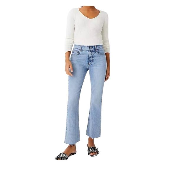 Ann Taylor The Kick Crop High Rise Jeans Size 4 Raw Hem - Picture 2 of 16